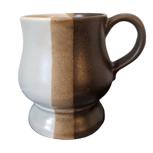 Vintage McCoy brown, tan and cream dipped pedestal coffee mug - Picture 1 of 3